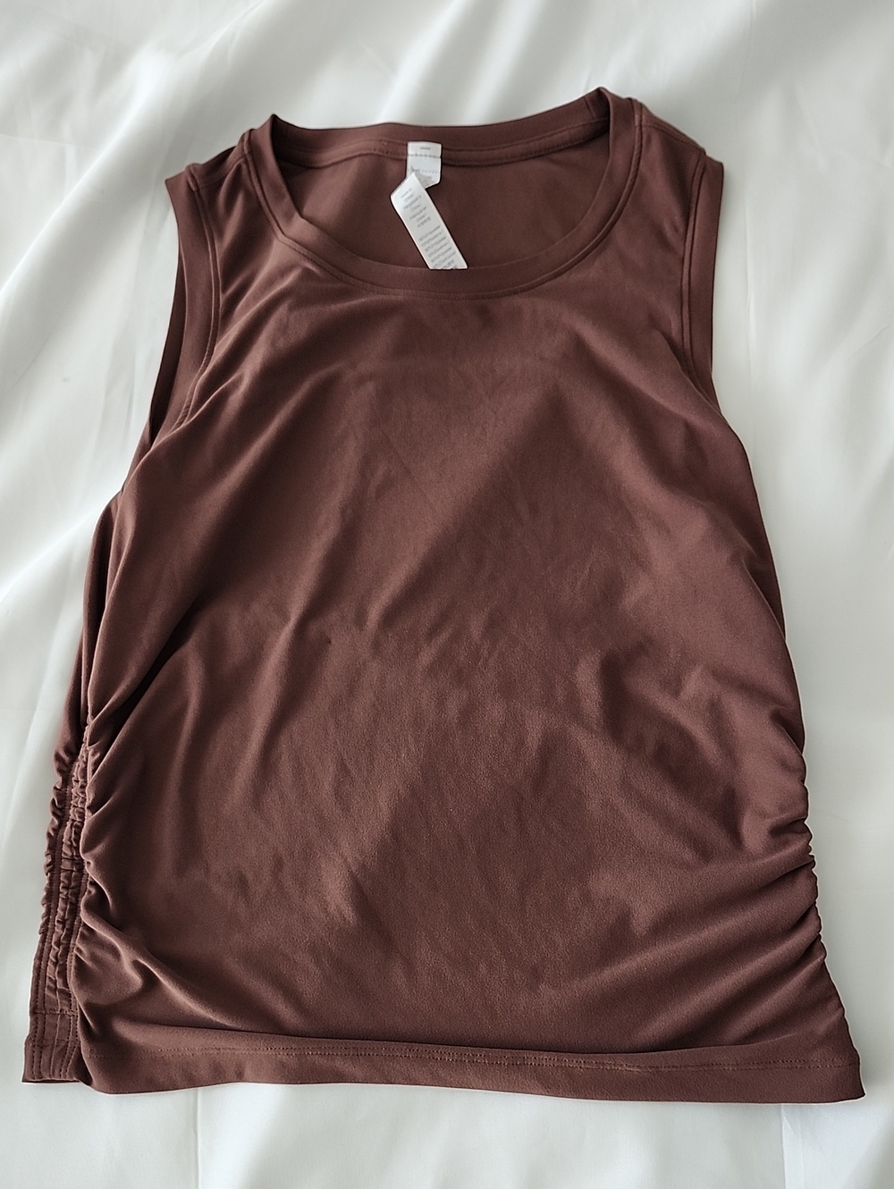 CRZ YOGA Sleeveless Ruched Side Tank Top - Brown